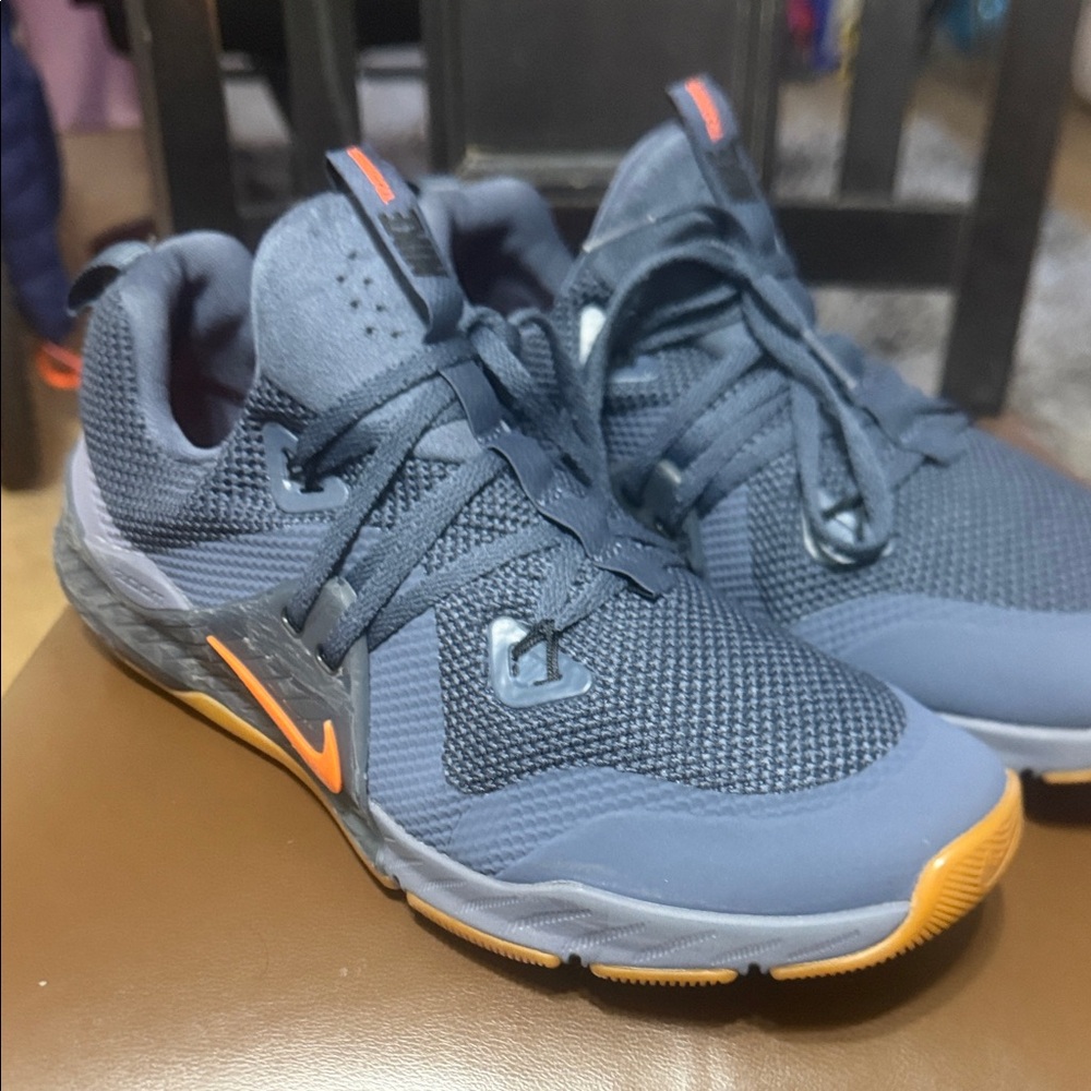 Nike Men's Dark Blue and Orange Athletic Shoes